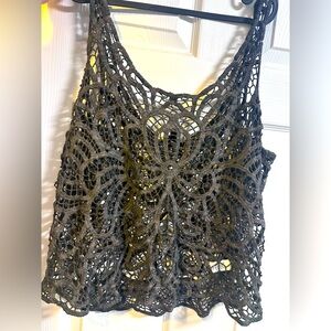 Elegant Black Crochet Lace Top